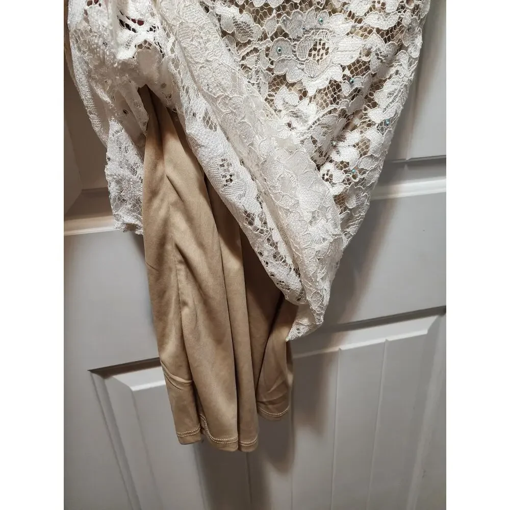 Crystal Doll Juniors 7 White Floral Lace Embellished Semi-Formal Cocktail Dress - Picture 5 of 9